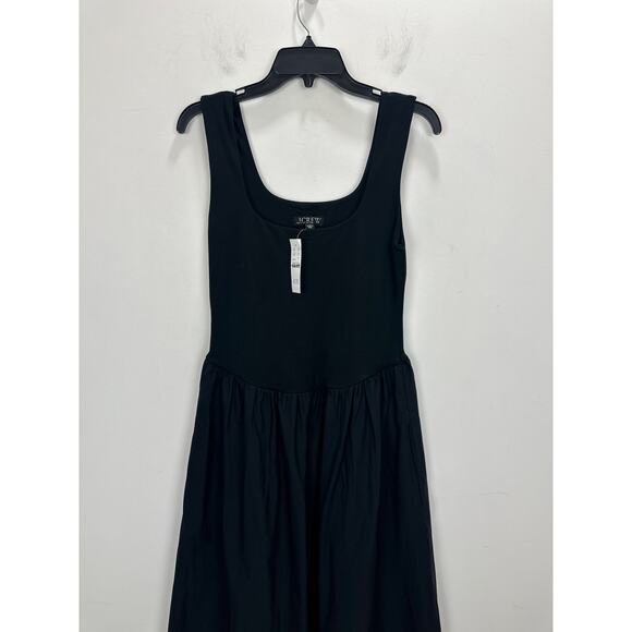 J.Crew Drop Waist Mixy Dress Midi Cotton A Line Minimalist Black Small NWT - Picture 6 of 11